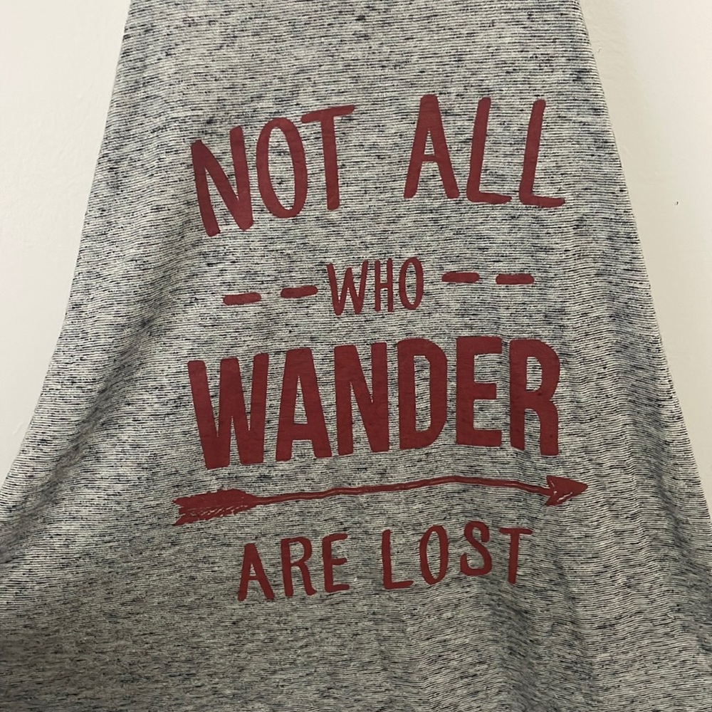 ‘Not all who wander are lost’ halter style top. Size: small